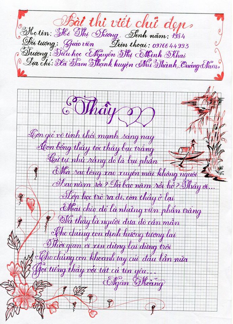 Chiêm ngưỡng bộ sưu tập những bài thi viết chữ đẹp